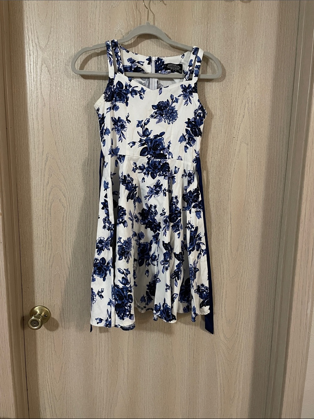 Girls' White and Navy Floral Sundress